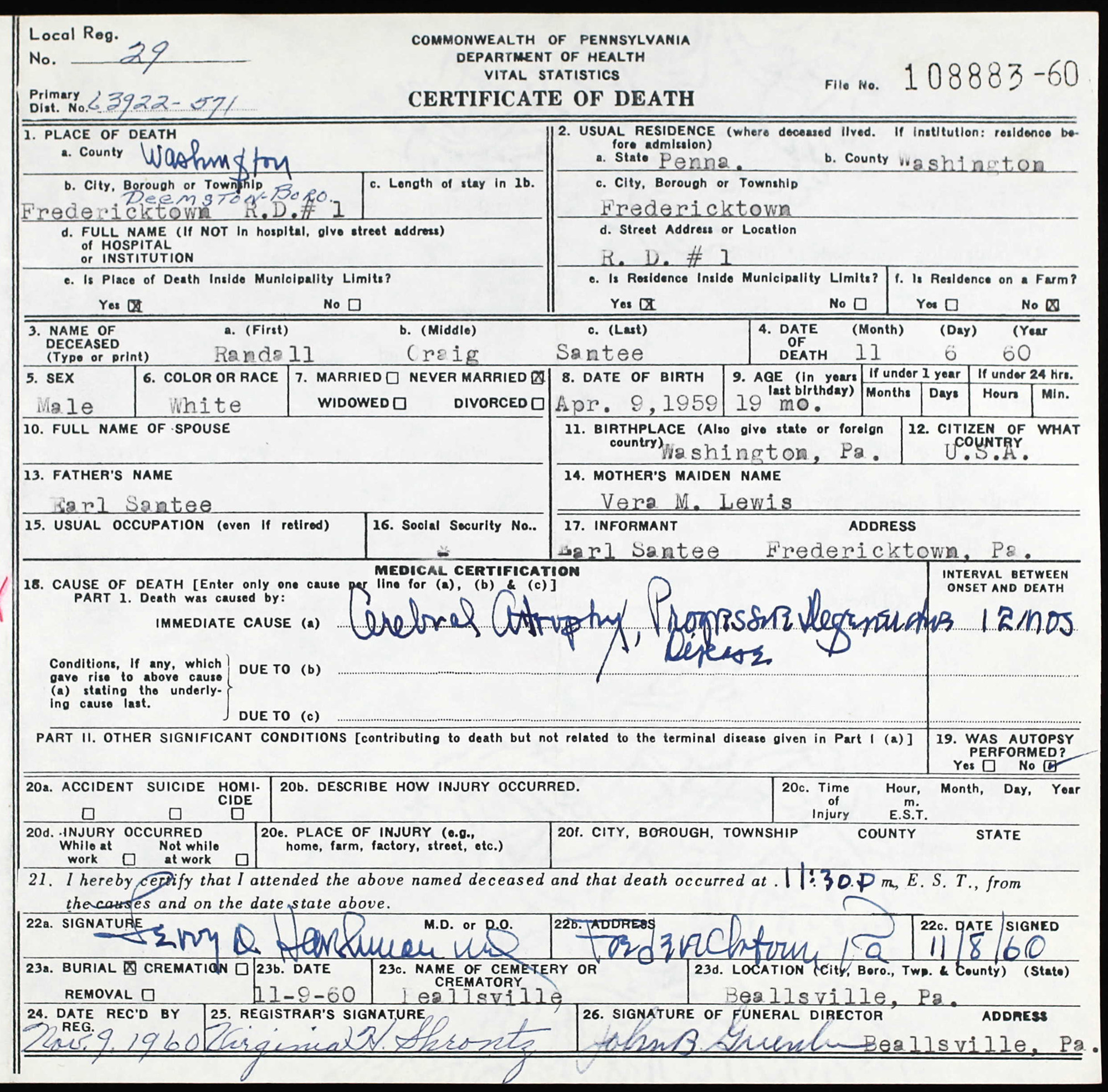 death certificate